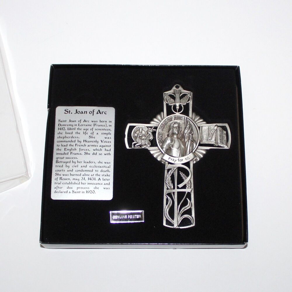 Joan of Arc Pewter Cross Jeweled Cross Company JCC Christian wall decor